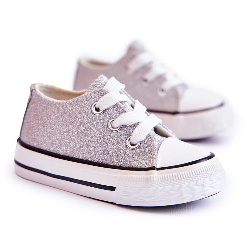 Deportivas Infantiles Atadas Plata Wella