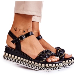 PS1 Sandalias Mujer Cuña Negro Chaves