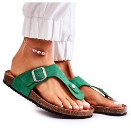 FB1 Pantuflas De Mujer Con Hebilla Verde Elina