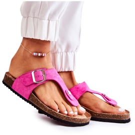 FB1 Pantuflas De Mujer Con Hebilla Rosa Elina