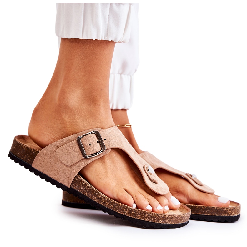 FB1 Pantuflas De Mujer Con Hebilla Beige Elina FB1 Pantuflas De Mujer Con Hebilla Beige Elina