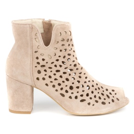 Exquisite Botines mujer piel calada 1184 rosa empolvado rosado