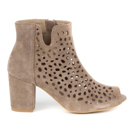 Exquisite Botines mujer piel calada 1184 capuchino beige