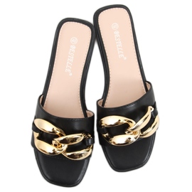Babucha Dalia Negra con cadena negro