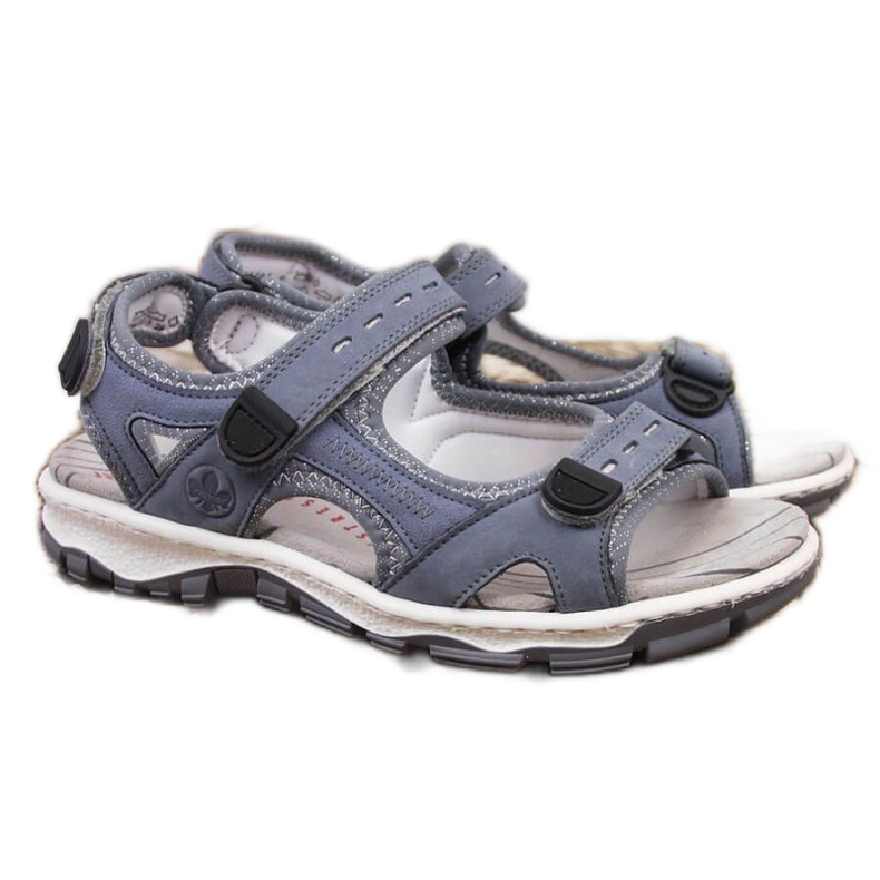 Sandalias de piel con velcro Rieker W RKR458 azul