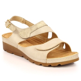 Sandalias con velcro en la cuña Vinceza W JAN125 beige