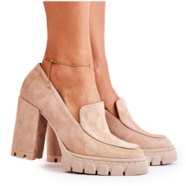Bombas de moda en la plataforma Lewski Shoes 3196 Beige