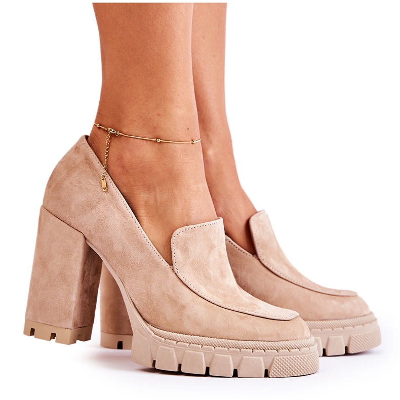 Bombas de moda en la plataforma Lewski Shoes 3196 Beige