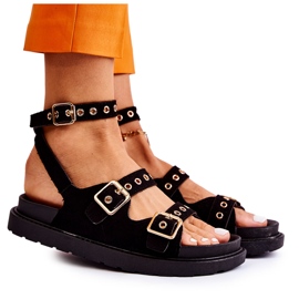 PM1 Sandalias Mujer De Ante Con Tiras Parys Negras negro PM1 Sandalias Mujer De Ante Con Tiras Parys Negras negro