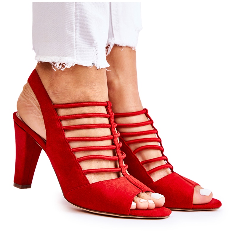 S.Barski Sandalias de tacón alto de gamuza roja de Vinnie rojo