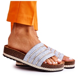 S.Barski Pantuflas Clásicas De Mujer Con Cadena Azul Maddy