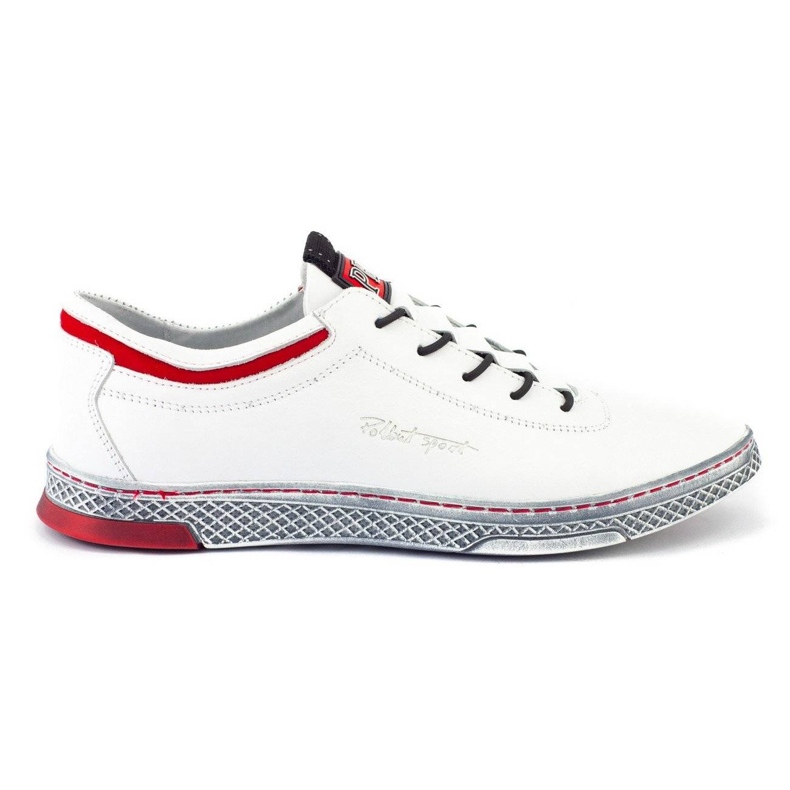 Polbut Zapato casual piel hombre K23 blanco con rojo
