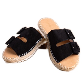 SHELOVET Babuchas Ante Hebillas negro