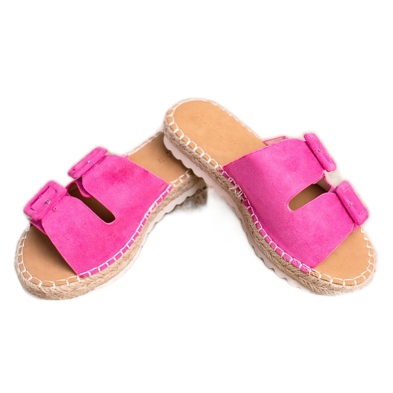 SHELOVET Babuchas ante con hebillas rosado