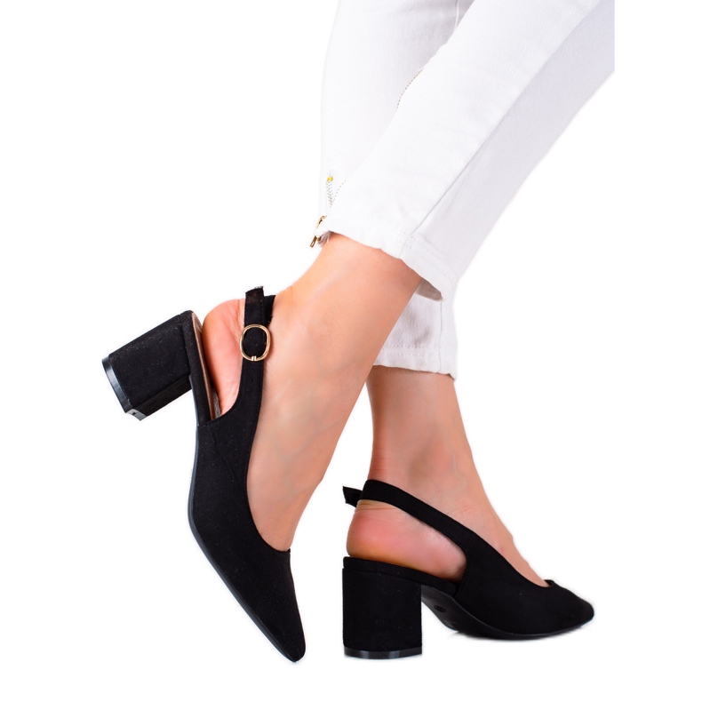 SHELOVET Zapatos negros con tacón abierto