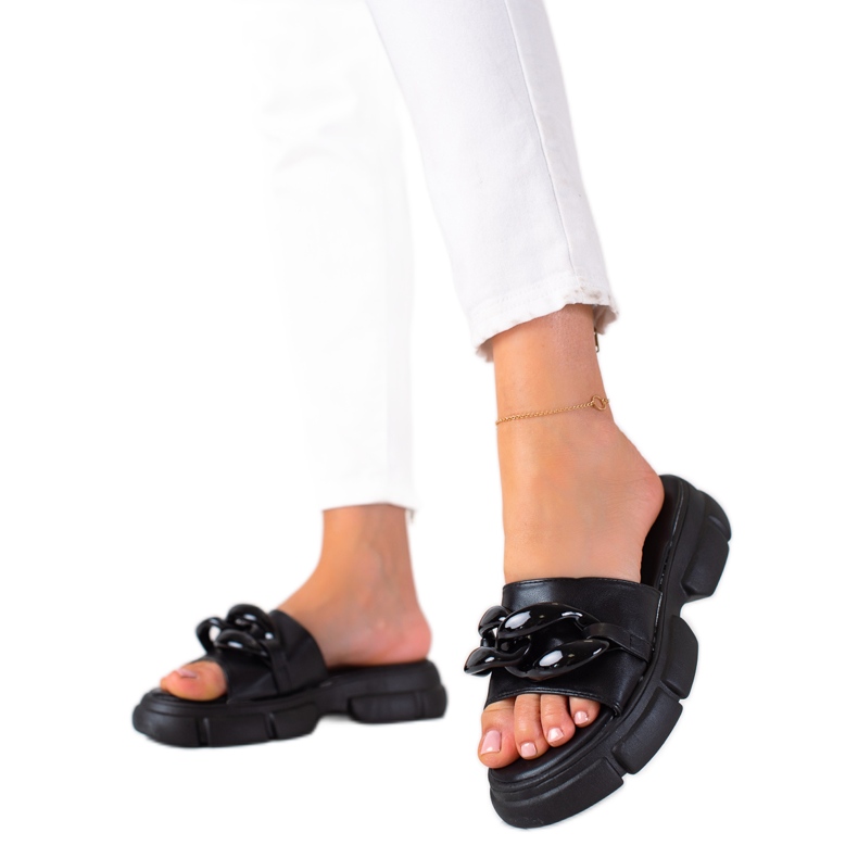 SHELOVET Pantuflas De Mujer En La Plataforma negro