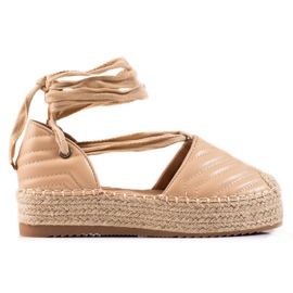 SHELOVET Alpargatas atadas en la plataforma beige