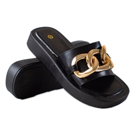 SHELOVET Zapatillas de moda con una cadena negro