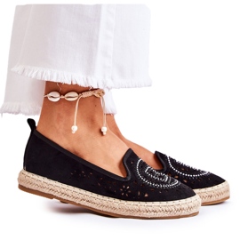 S.Barski Alpargatas de mujer Meredith Black Openwork Slip-on negro