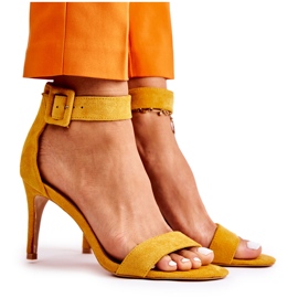 Sandalias De Mujer De Ante Con Tacón Alto Amarillo Marconi