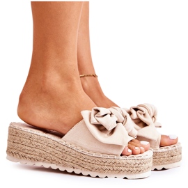 PG2 Pantuflas Mujer Con Cuña Lazo Beige Tayla