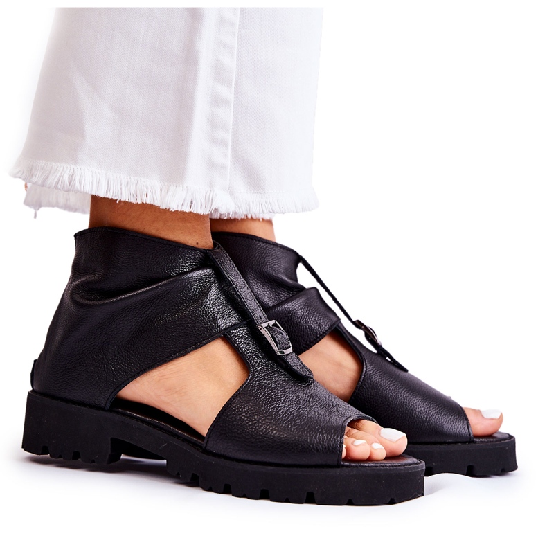 Sandalias Mujer Piel Con Cremallera Nicole 2748 Negro