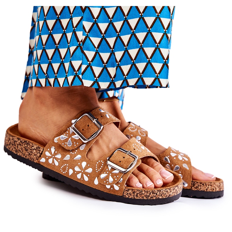 PG1 Babuchas Dalvio Ante Marrón Con Strass