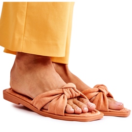 Pantuflas Lorrie naranja de gamuza de moda para mujer