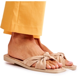 PG1 Pantuflas Lorrie beige de ante a la moda para mujer