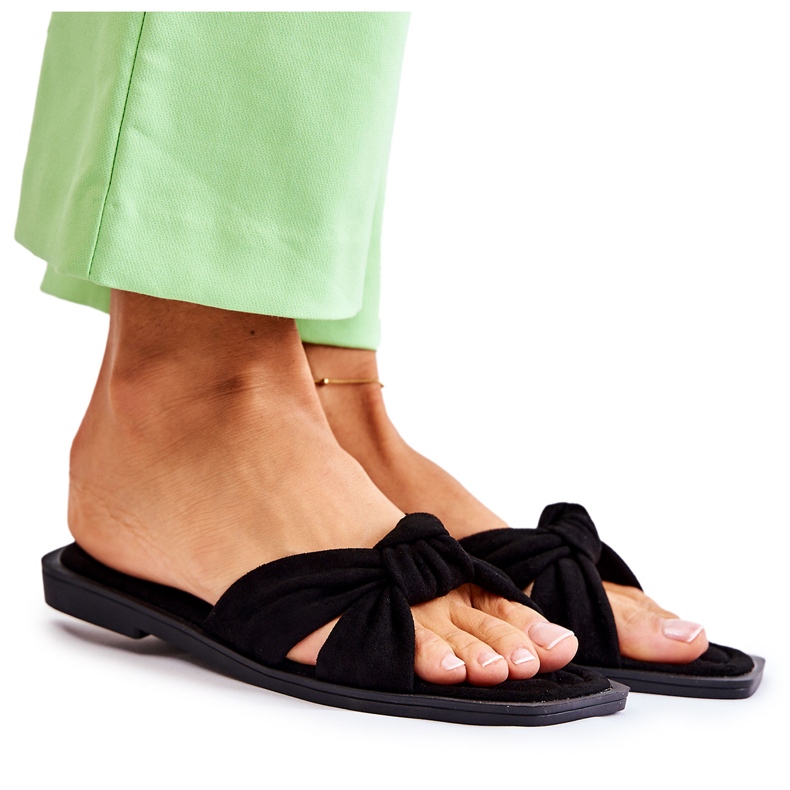 PG1 Pantuflas negras de ante a la moda para mujer Lorrie negro