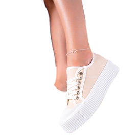 SHELOVET Zapatillas de deporte en una plataforma ancha beige