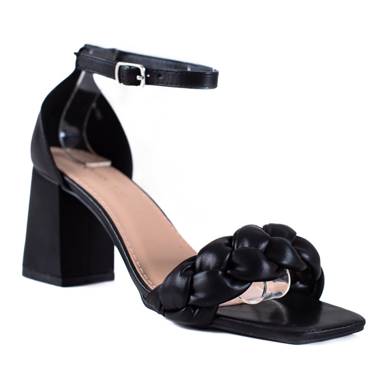 SHELOVET Sandalias de mujer trenzadas negro