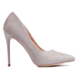SHELOVET Tacones altos clásicos de mujer. gris