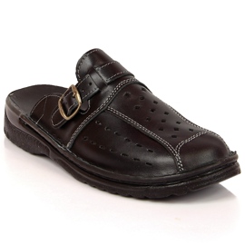 Babuchas EKO hombre piel entera calado negro Babuchas EKO hombre piel entera calado negro
