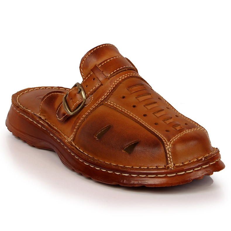 Babuchas hombre EKO piel calada marrón