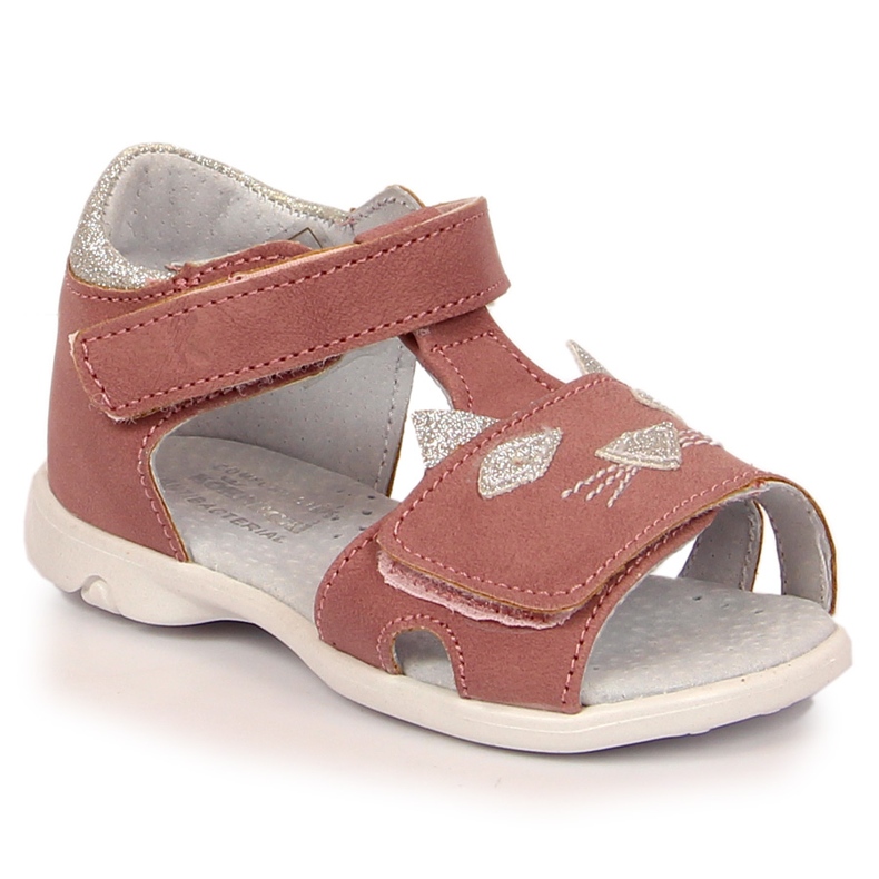 Sandalias niña con velcro gatos rosas Kornecki 6305 rosado