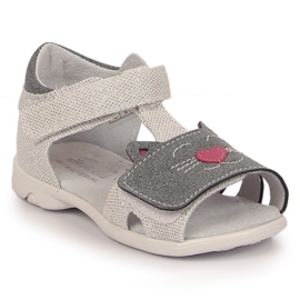 Sandalias niña gatitos con velcro Kornecki 6859 plata gris