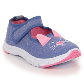 Deportivas de niña con velcro Atletico cats azul