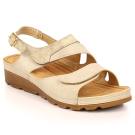 Sandalias mujer con velcro en cuña beige Vinceza