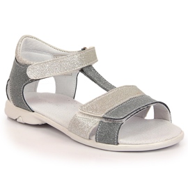 Sandalias niña con velcro plata Kornecki 6323 gris