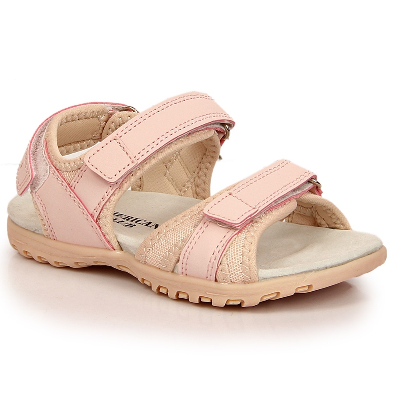 American Club sandalias rosas con velcros para niña rosado