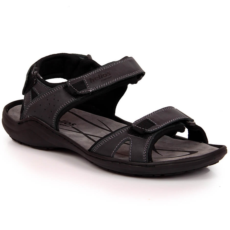 Sandalias hombre piel con velcro grafito Helios 854 multicolor