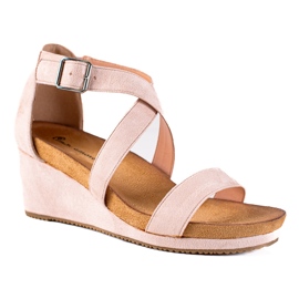 SHELOVET Sandalias de cuña rosa