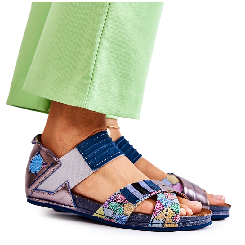 Sandalias De Cuero Con Canalé Maciejka 03375 Azul