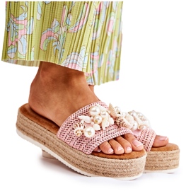 PS1 Pantuflas De Mujer Con Plataforma Con Conchas Rosa Tolia