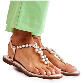 PG1 Sandalias De Moda Chanclas Con Perlas Oro Rosa Isalia rosado dorado