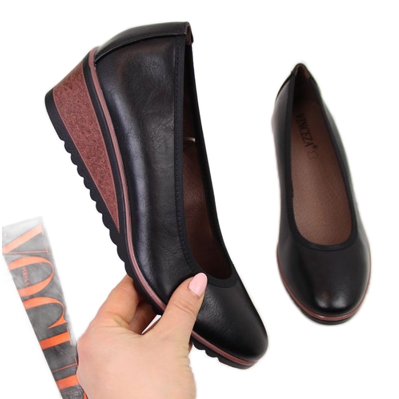 Zapatos de salón negros con cuña W Vinceza