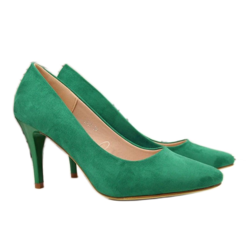 Zapatos de salón con tacón de aguja en ante verde W Sergio Leone