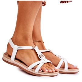 Sandalias De Mujer Con Adornos Blanco Ámbar