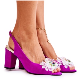 PA2 Sandalias De Bombas De Gamuza De Moda Con Decoración Fucsia Meriss rosa